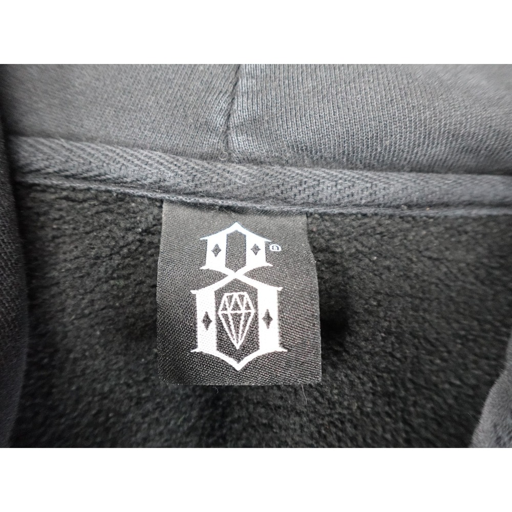 Rebel8‎ Graphic Zip Hoodie Mens Large Black Occult Metal Streetwear Distressed - Picture 6 of 13